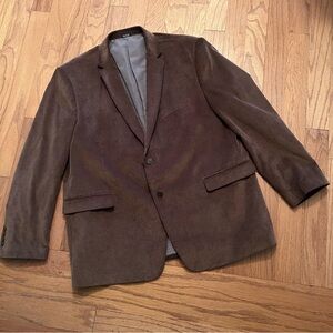 Saddlebred Mens Brown Corduroy Jacket Blazer Sport Coat Plaid Lining 52L